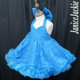 (PRE - ORDER) Halter lace baby doll plain shell (blue) (item: HRBLPNBE0002B)  with detachable sleeve
