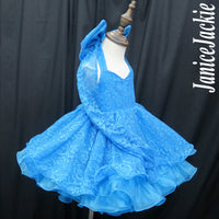 (PRE - ORDER) Halter lace baby doll plain shell (blue) (item: HRBLPNBE0002B)  with detachable sleeve