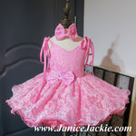 (Made to order) One piece style natural  straps lace cupcake pageant dress (pink) (item: 1014)
