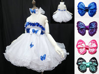 (#NDB-012) Natural ruffle decorated 3 ways baby doll dress (white) **Client picks accent color blue, purple, pink or green