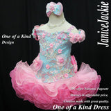 (DRESS EXAMPLE) Off shoulder flat glitz national pageant dress. (seafoam pink) (item: OnlyOne-002) not include necklace