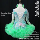 (DRESS EXAMPLE) Straps flat glitz national pageant dress. (white green pink) (item: OnlyOne-006) not include necklace