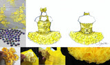 (DRESS EXAMPLE) Halter flat mega glitz national pageant dress. (yellow) (item: OnlyOne-007) not include necklace
