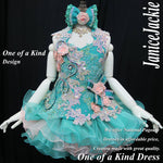 (DRESS EXAMPLE) Halter flared mega glitz national pageant dress. (green peach) (item: OnlyOne-008) not include necklace