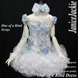 (DRESS EXAMPLE) Off shoulder flat glitz national pageant dress. (white ice blue) (item: OnlyOne-009) not include necklace
