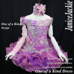 (DRESS EXAMPLE) Off shoulder flat glitz national pageant dress. (2tone purple) (item: OnlyOne-012) not include necklace