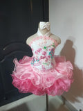 (#OS0002) Jewel-neck style cupcake dress shells (white pink)
